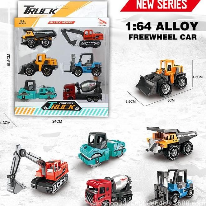 Mainan Miniatru Diecast Truk Traktor Buldozer Excavator Konstruksi