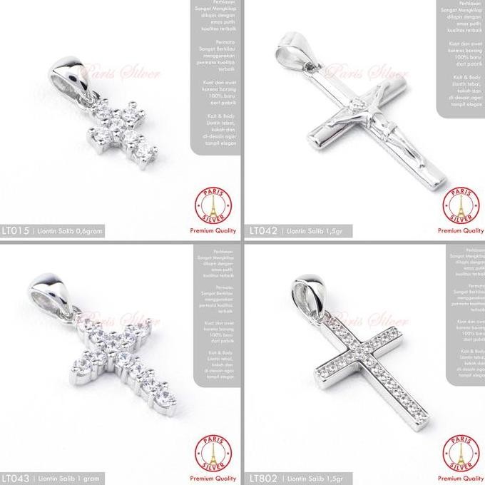 Liontin Buah Kalung Bandul Salib Full Ad Silver / Perak 925 Lapis Emas