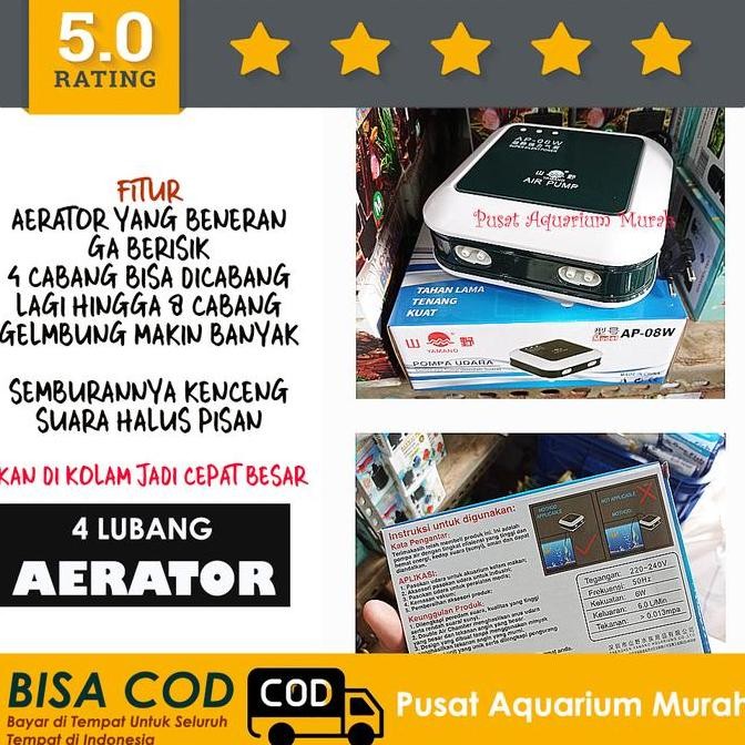Yamano Ap-08W Mesin Air Pump Aerator Ap 08 Rosston Ap 09 Ap09 4 Titik Aerasi 4Lubang 4 Lubang Ap08W 