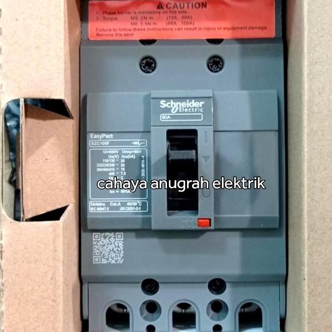 Mccb Schneider 80A 3P Original Mccb Ezc100F 3080 Schneider Mccb 80A 3 Phase Original Ready