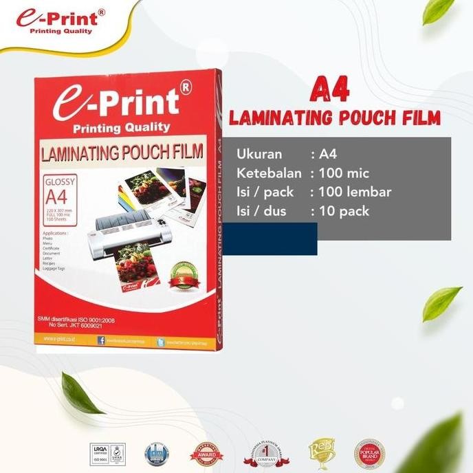 

TERMURAH - Laminating Pouch e-Print A4