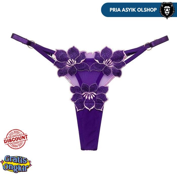 CELANA DALAM WANITA BUNGA BORDIR SEXY G STRING ADJUST UKURAN PAKAIAN DALAM C251 BY PRIA ASYIK OLSHOP