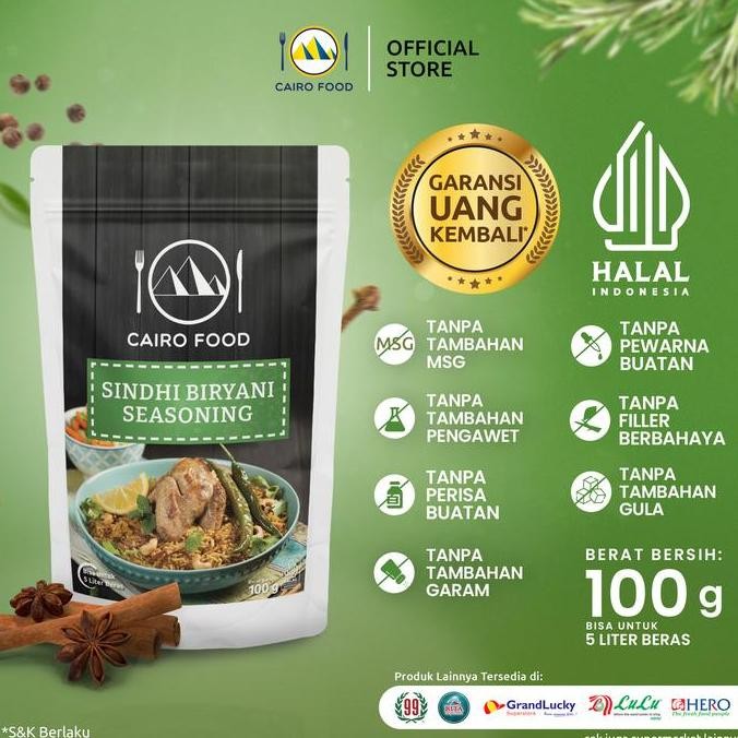 

DISKON! CAIRO FOOD BUMBU NASI BIRYANI SINDHI REMPAH INDIA 100GR