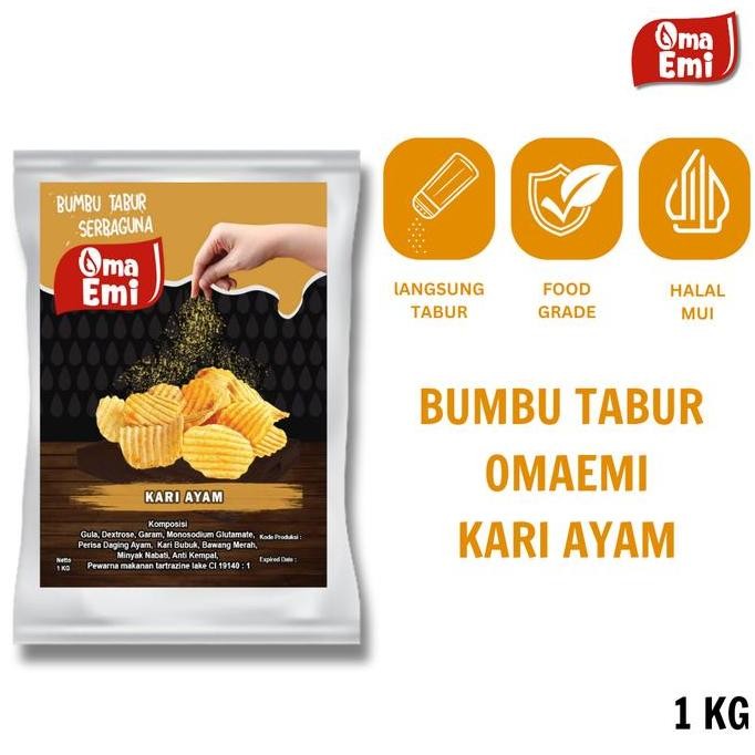 

DISKON! BUMBU TABUR KARI AYAM 1KG SEASONING SNACK & MASAKAN HALAL FOOD GRADE