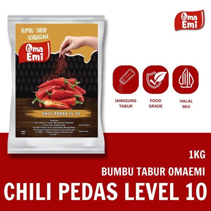 

DISKON! BUMBU TABUR CABE SUPER LEVEL 10 1KG HALAL UNTUK SNACK PEDAS EKSTREM
