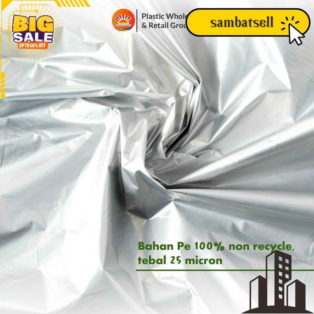 Plastik Mulsa Perak 1 Roll 8 Kg Mulsa Grenjeng Lebar 90 Cm Terlaris