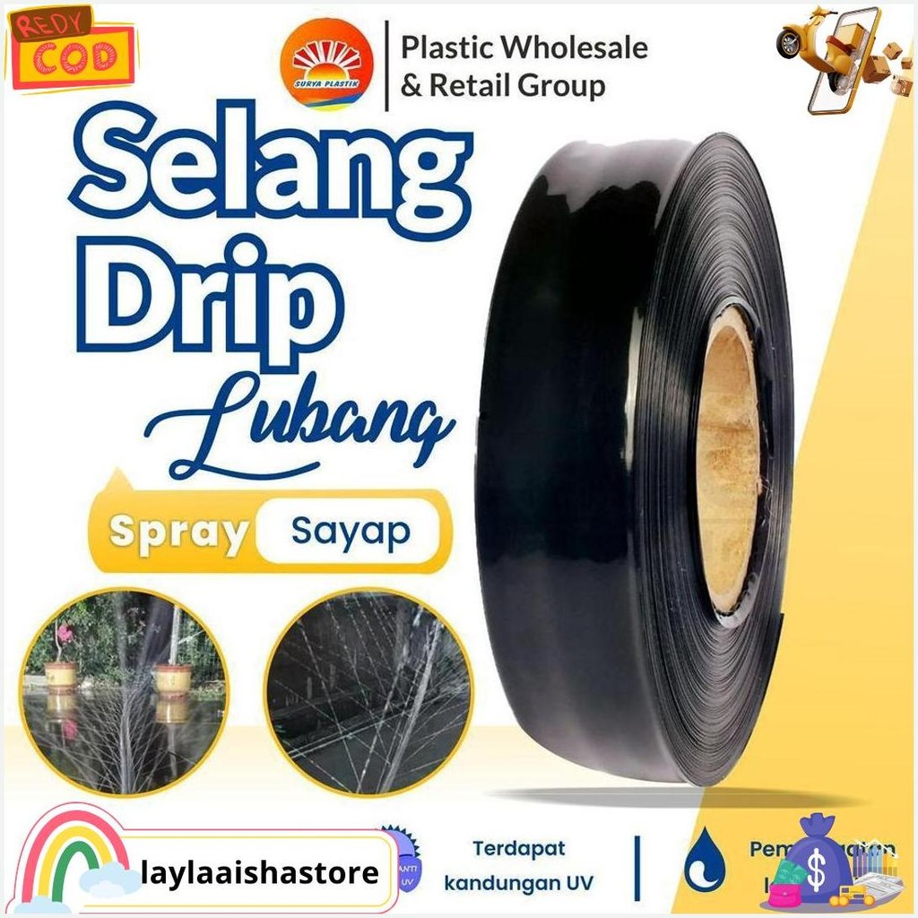 Selang Drip Lubang / Selang Irigasi Spray + Sayap Cap Jempol / Selang Drip Lubang Tebal 250 Micron L