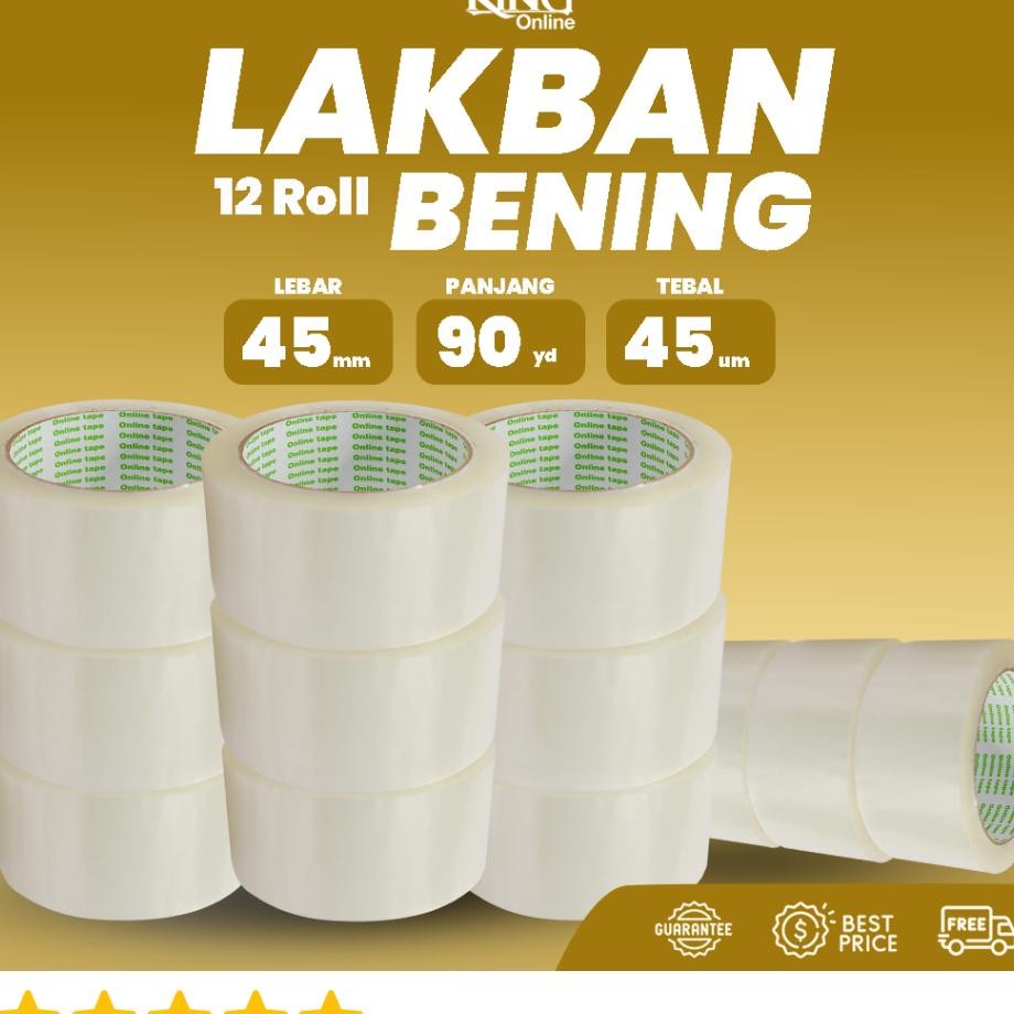 

12 Pcs Lakban Bening 48 Mm X 100Y Eco 75 Yard Ontape Plakban Isolatip Solatip Kualitas Nachi Daimaru