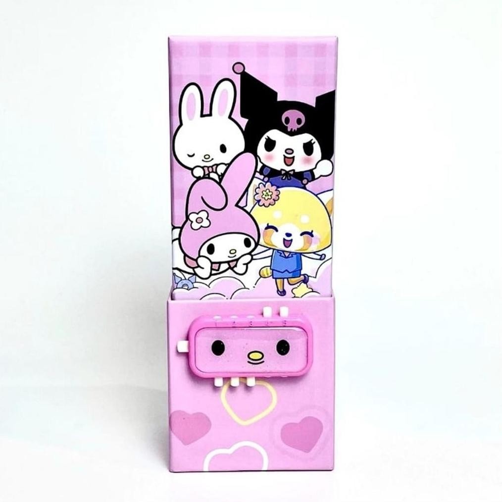 

Asd-86 (Pascode Sanrio) Kotak Tempat Tepak Pensil Pencil Case Dengan Kunci Pin Passcode Password Sandi Bahan Karton Lucu Motif Karaktet Sanrio Kuromi Melody Cinamonroll Pompompurin Tebal Premium Asd-86