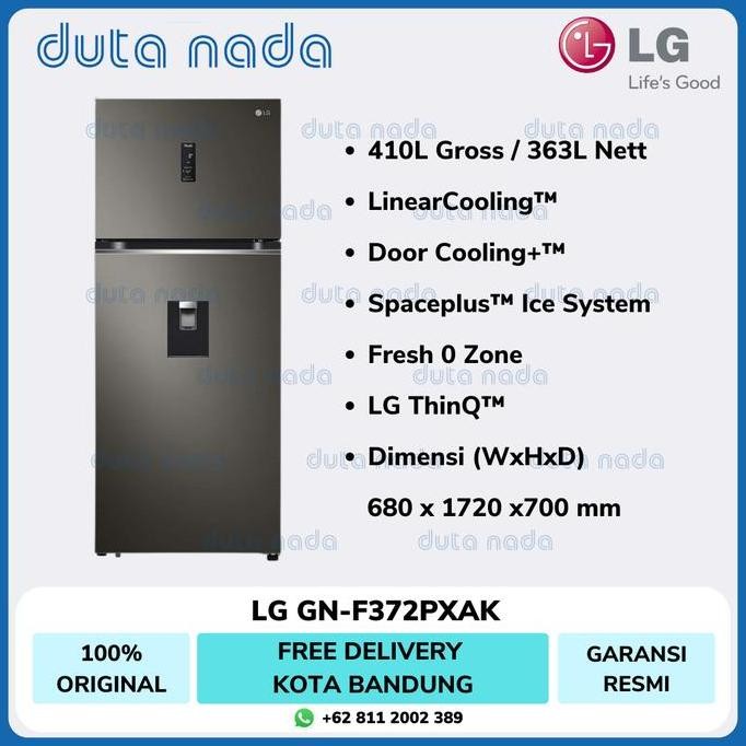 BEBAS ONGKIR - LG KULKAS 2 PINTU DENGAN DISPENSER AIR GN-F372PXAK
