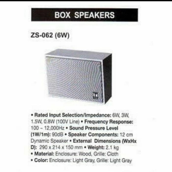 TOA ZS-062 Indoor wall sound speaker/Box Dinding Ruangan Dalam Masjid
