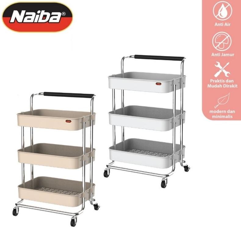 Rak susun Naiba/rak troli 3 susun 523/rak serbaguna/organizer storage