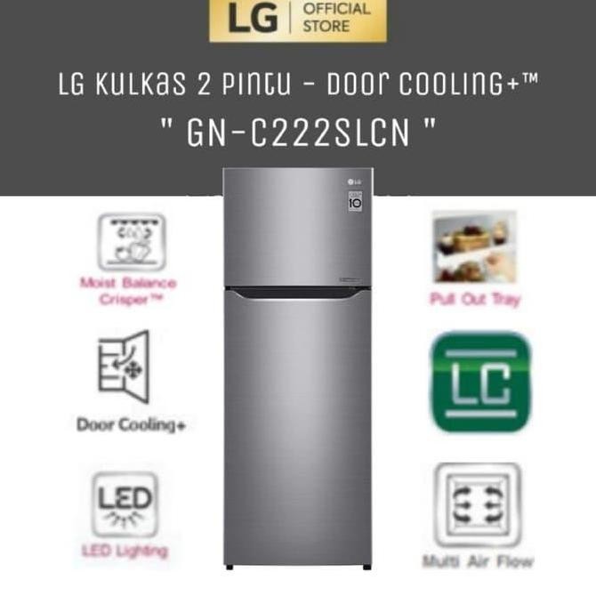 TERBARU - KULKAS LG GN-C222SLCN INVERTER DOOR COOLING 2 PINTU 222SLCN