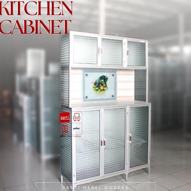 Lemari Dapur Rak Piring Aluminium 3 Pintu Mdr Silver Abklur Tebal