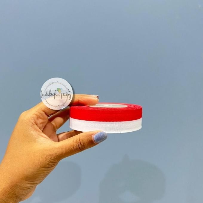 

Qw-7 ( 1 Pack Isi 10 ) Pita Satin Merah Putih 1 Inch / Pita Merah Putih 2,5 Cm