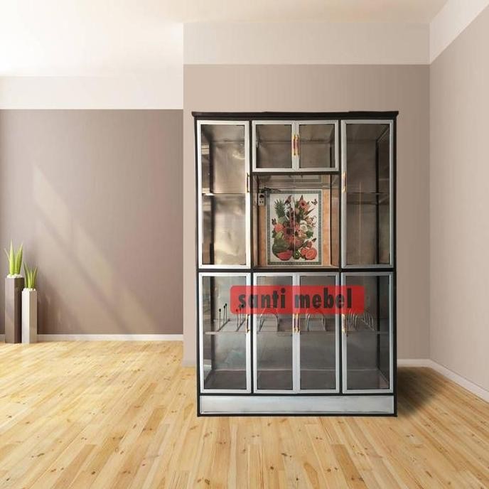 Lemari Dapur Rak Piring Aluminium 4 Pintu Hit Abklaj Tebal