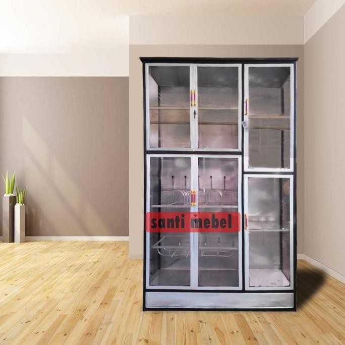 Lemari Dapur Rak Piring Aluminium 3 Pintu Hit Bks Tebal
