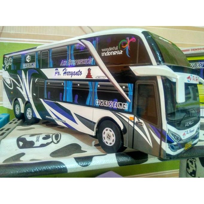 Diskon Miniatur Bus Haryanto SDD - Mainan Anak Model Bis Asli