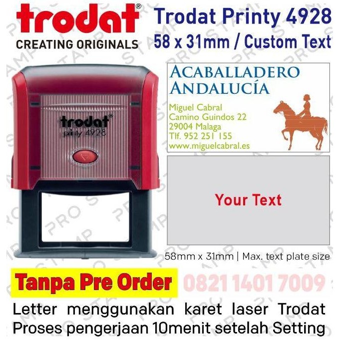 

Stempel Otomatis Trodat 4928 (Ukuran 60 X 33Mm) Custom Design