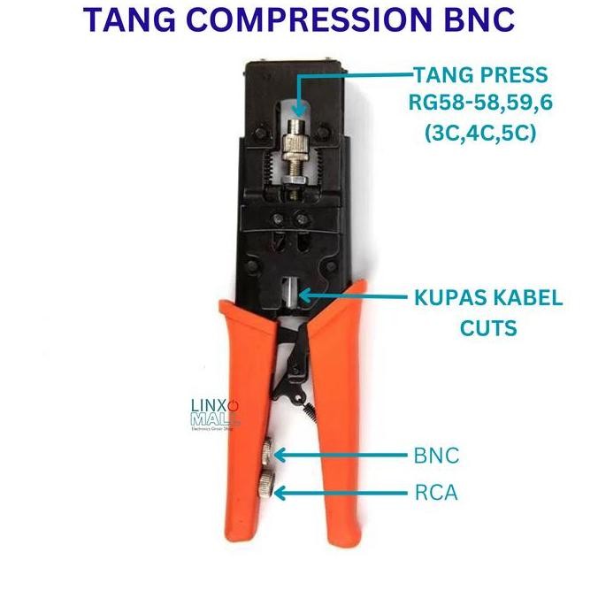 SIAP KIRIM TANG KOMPRESI BNC RCA RG6 RG59 RG58 - TANG PRESS WATERPROOF KONEKTOR CCTV