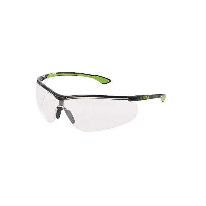 UVEX Safety Glasses Sportstyle Clear Lens Black Lime Frame Anti Fog