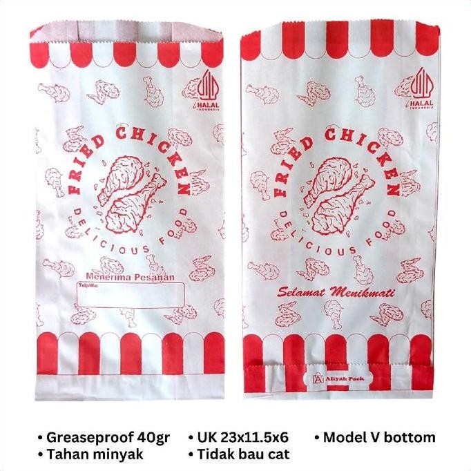 

TERMURAH - Kertas Fried Chicken 20 Pcs Paper bag satchel bag bungkus Fried Chicken kemasan fried chicken