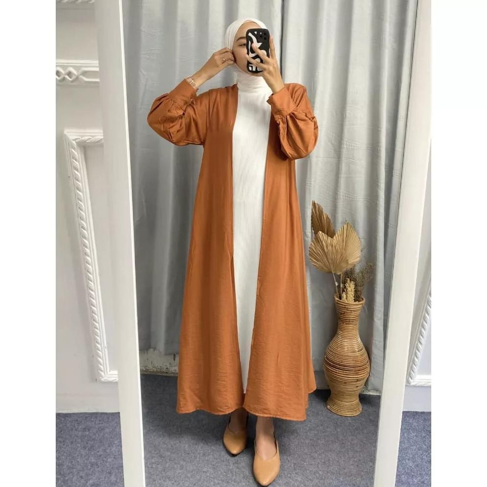 Original Belia Long Outer Polo Linen Cardigan (Dubai Outer) Gq-68