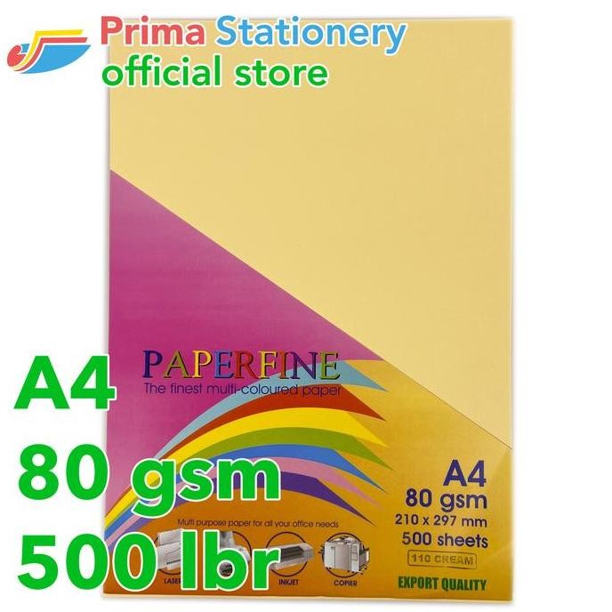 

BEBAS ONGKIR - Paperfine Kertas HVS Warna A4 IT 110 Cream Rim isi 500 lbr [TC]