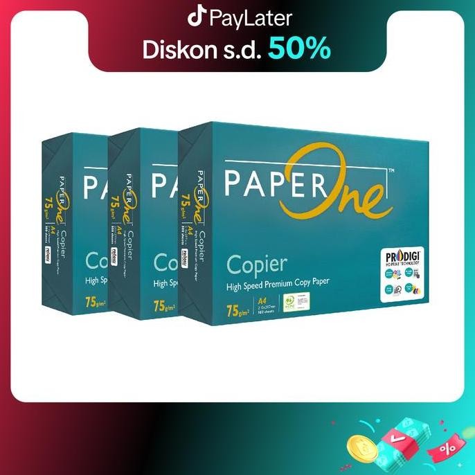 

TERMURAH - PaperOne Kertas A4 75gr Copier 3 Rim (1500 lembar) Kertas HVS
