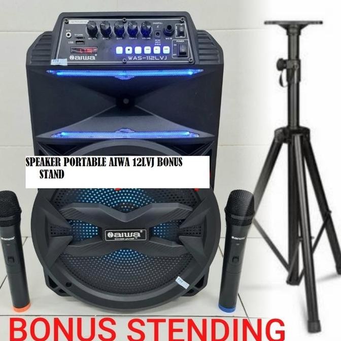 NEW Speaker Portable Bluetooth AIWA WAS 112LVJ USB BLUETOOTH BONUS STAND