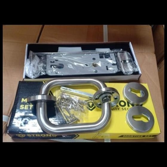 Set Kunci Pintu Kayu Komplit Handle + Lockcase + Kunci Silinder Kayu