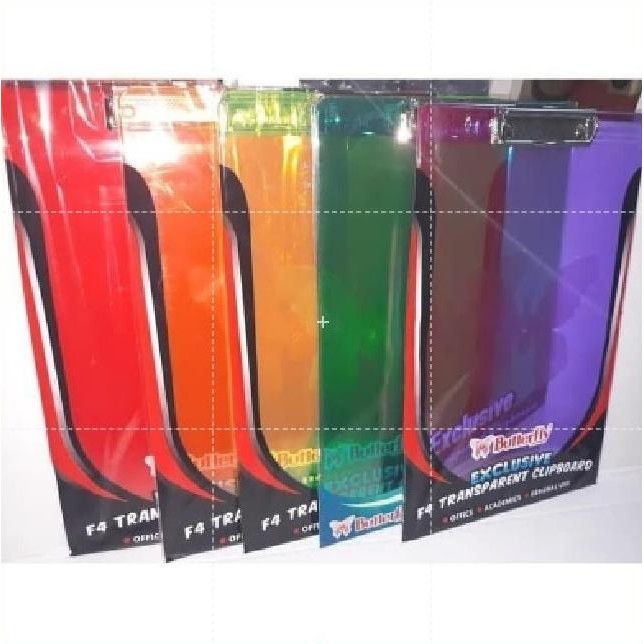 

Clip Board Transparant Butterfly / Papan Dada F4 Butterfly
