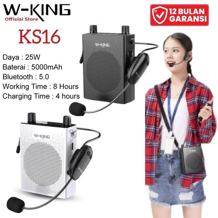 Wking Speaker Mini Pinggang Mic Tour Guide Bluetooth Mini Portable W-king mengajar seminar Tour guid