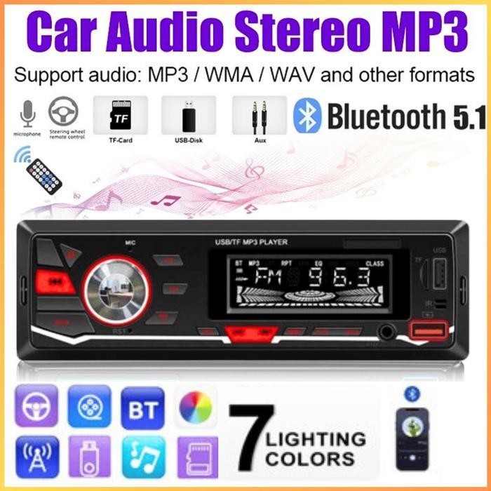 COD Wistrue Tape Mobil Audio Bluetooth 5.1 Super Bass MP3 Player LCD RGB 7 Warna ISO Plug Carry Pick