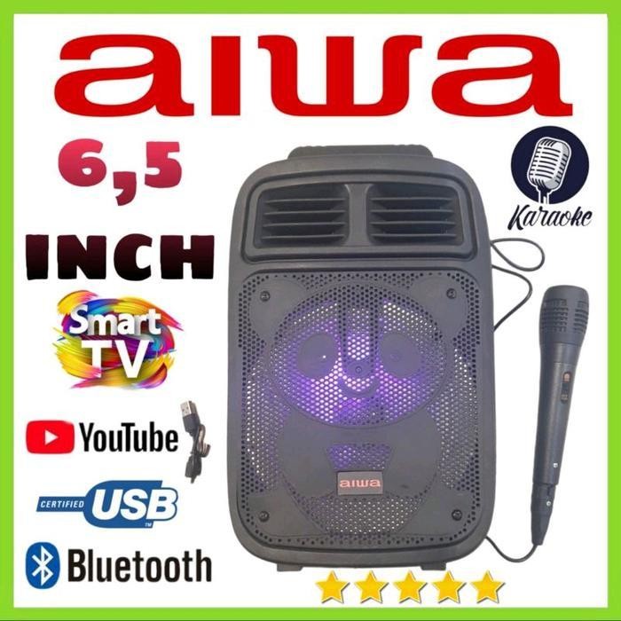 Speaker Karaoke Portable Mini 6,5 INCH AIWA AW 103 B + Microphone Usb Bluetooth Terbaru Berkualitas