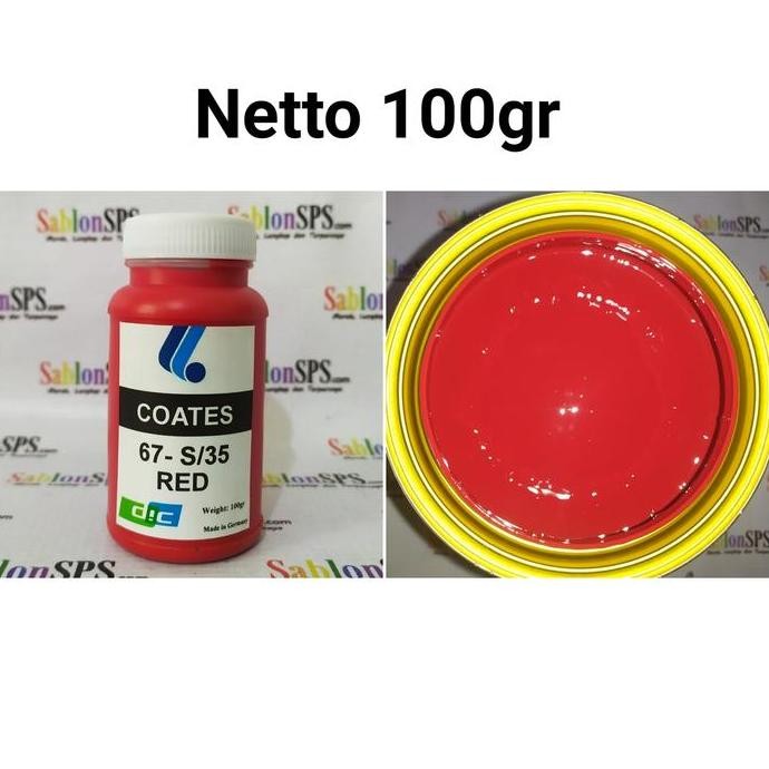 

Tinta Sablon Gelas Coates 67-S/35 Merah Red 100Gr