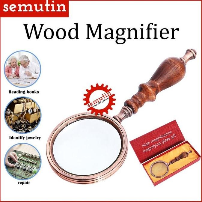 

Kaca Pembesar Motif Kayu Retro / Vintage Lup Lensa Handheld Magnifier