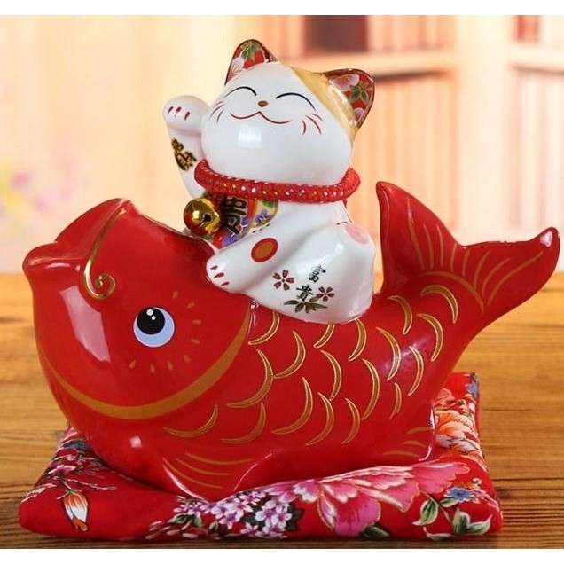 Pajangan Keramik Maneki Neko Celengan Patung Kucing Hoki