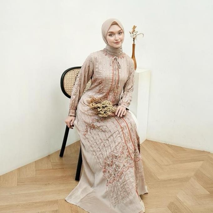 Rita WD 276 / gamis simple bahan alnam silk /gamis bordir cantik mewah elegant 2025