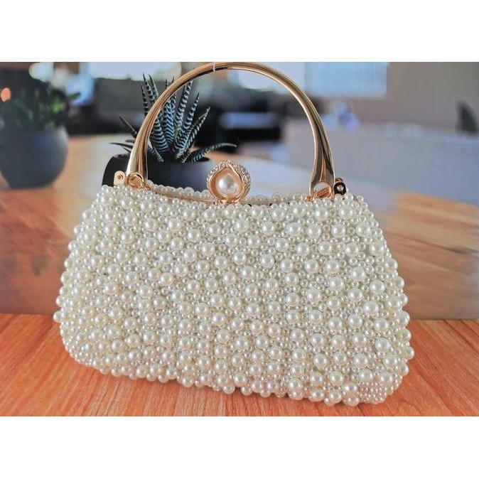 TERLARIS Tas Pesta Wanita Kondangan Kristal Mutiara Mewah Elegan Kekinian Terbaru Import Impor 7001