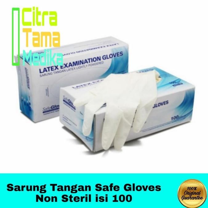 Safe Gloves Sarung Tangan Latex Isi 100Pcs