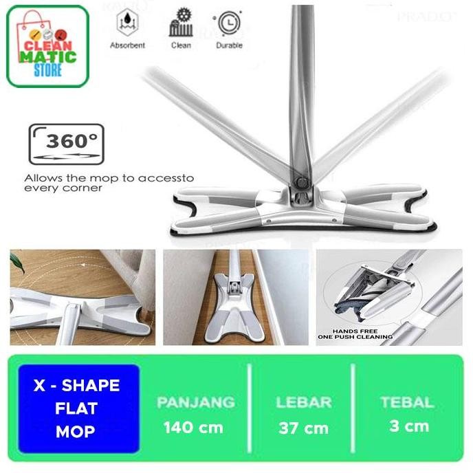 X-Shape Flat Mop / Alat Pel Praktis