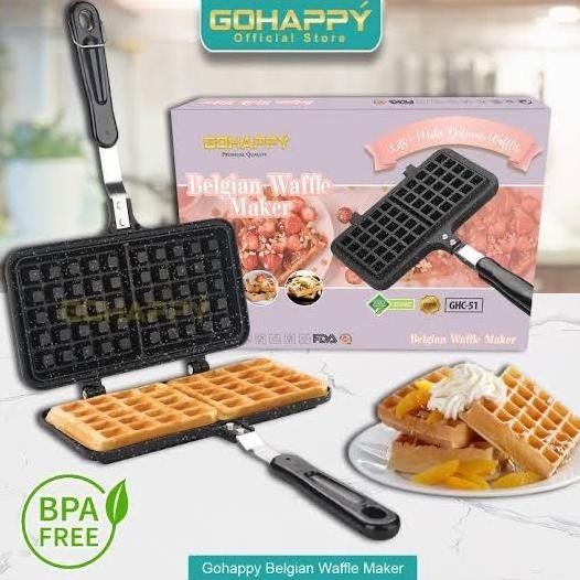 Waffle Maker GOHAPPY GHC51 - Cetakan Wafel Belgia Hitam