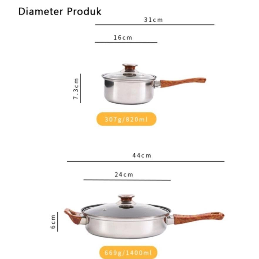 Panci Set 12 + 1 Pcs Panci Set Serbaguna Panci Set Stainless Steel anti karat Panci set Teko stainle