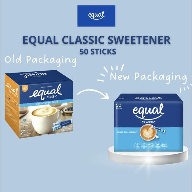 

Baru Equal Classic Sweetener 100 Sachet - Gula Diet Nol Kalori Pengganti Gula