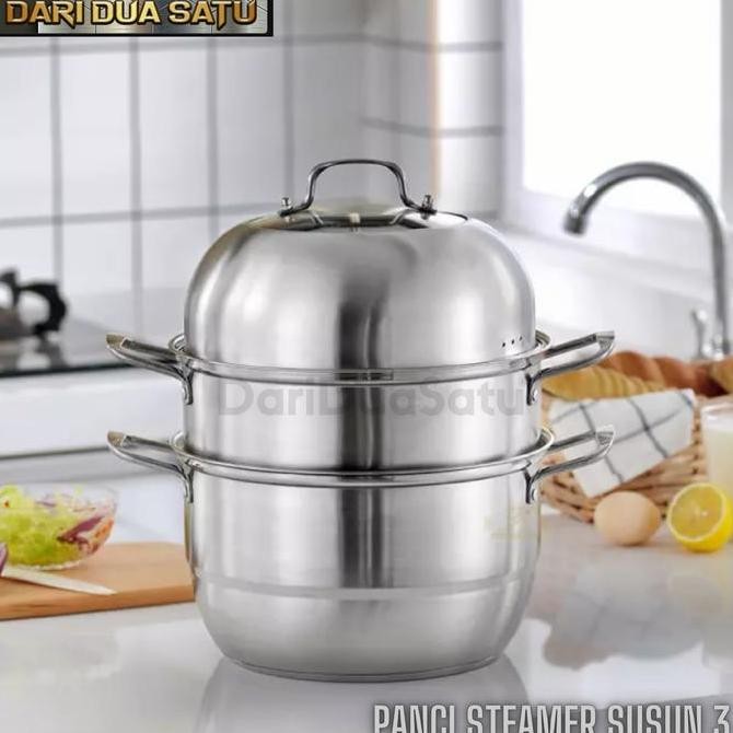 Panci Steamer Susun 3 Stainless Steel Panci Kukus