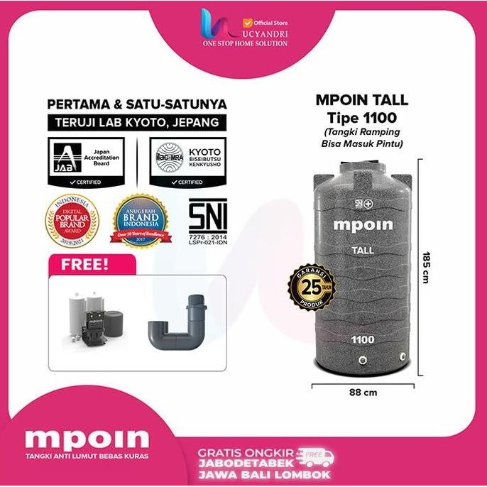 Tangki Air Mpoin Plus 1100 Tall Toren Tandon 1100 Liter