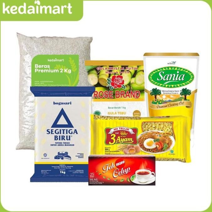 

Baru Paket Sembako Spesial J - Beras, Gula, Mie, Minyak, Teh, Tepung Lengkap