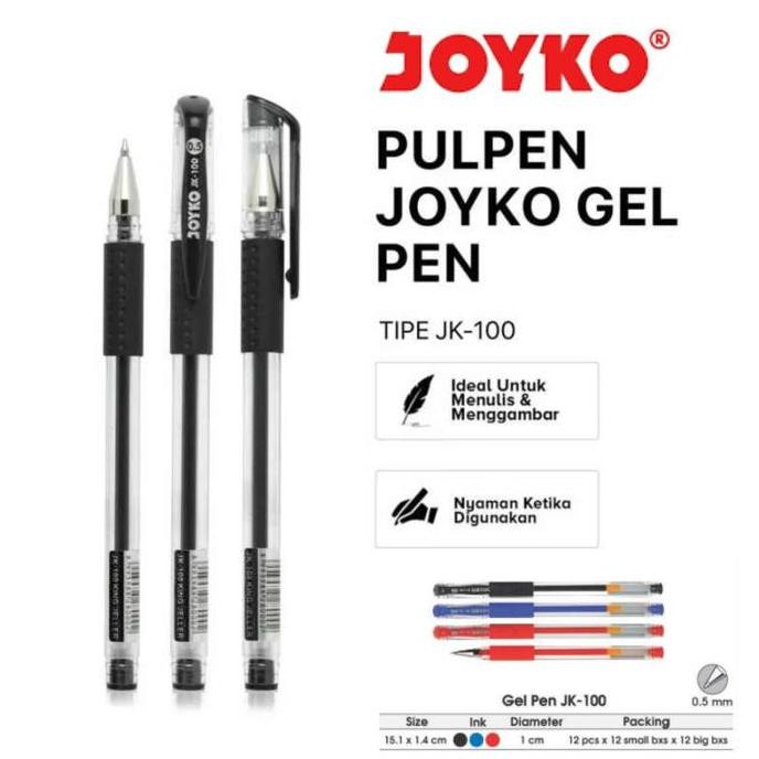 

Pulpen / Pen / Pena Gel Joyko Jk 100 0.5 Mm Ujung Jarum 100Nt