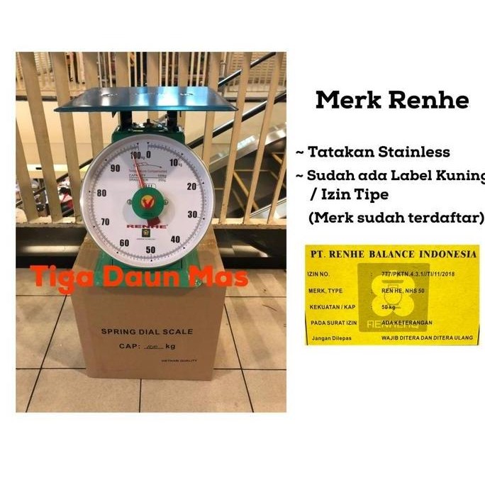 Timbangan Duduk Jarum Renhe 100 Kg / Timbangan Manual Renhe Kualitas Vietnam 100 Kg